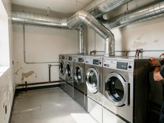 Smithfield Dryer Vent Cleaning team performing large-scale commercial dryer vent cleaning in Smithfield