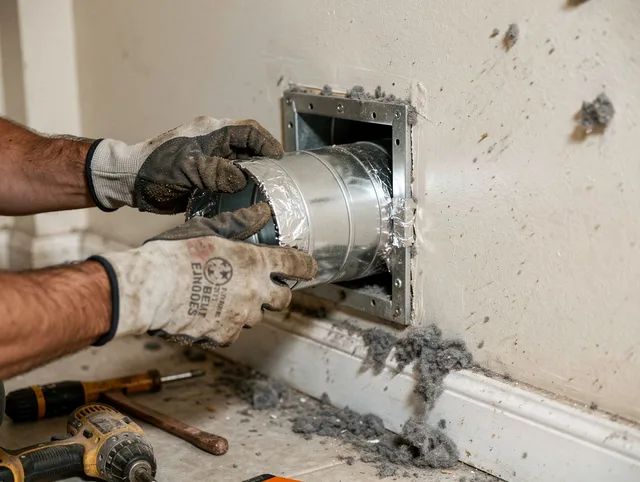 Professional dryer vent repair and installation by Smithfield Dryer Vent Cleaning in Smithfield